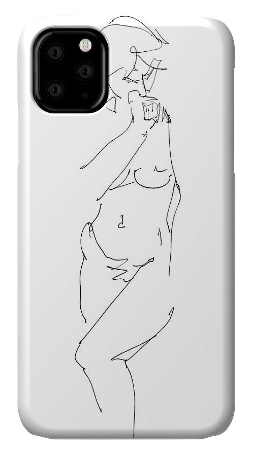 Female iPhone 11 Case featuring the drawing Nude Female Drawings 18 by Gordon Punt