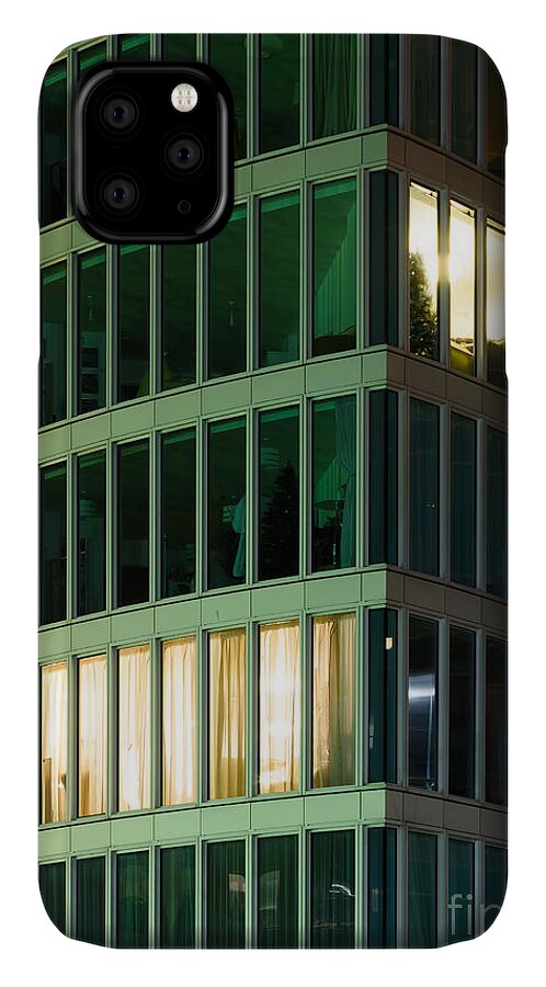 Office iPhone 11 Case featuring the photograph Office building at night by Colin Rayner