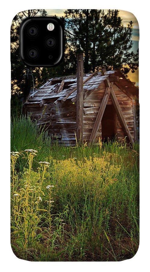 Cabin iPhone 11 Case featuring the photograph Old Cabin At Sunset by James Eddy
