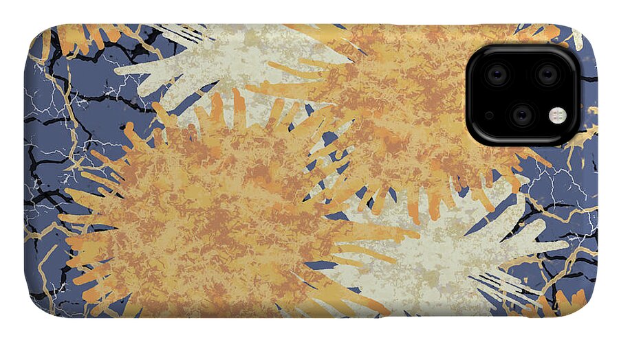 Orange iPhone 11 Case featuring the digital art Orange Cobwebs Pattern by April Burton