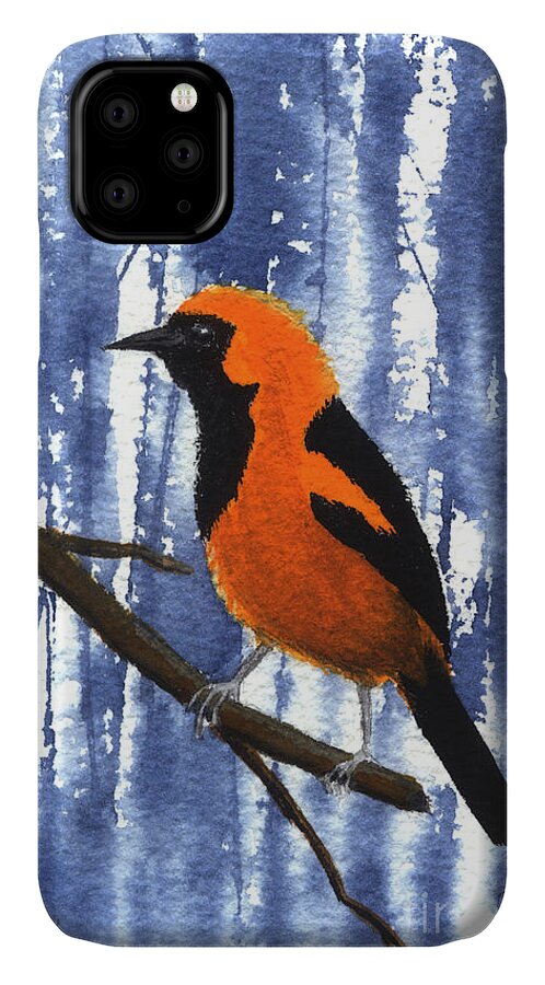 Bird iPhone 11 Case featuring the painting Orange-headed Oriole by Lynn Quinn
