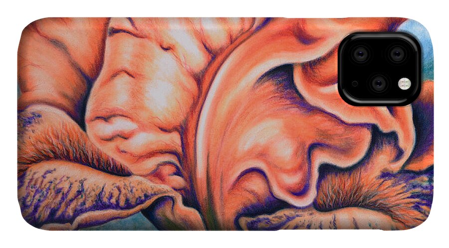 Pastel iPhone 11 Case featuring the painting Orange Iris by Lori Sutherland