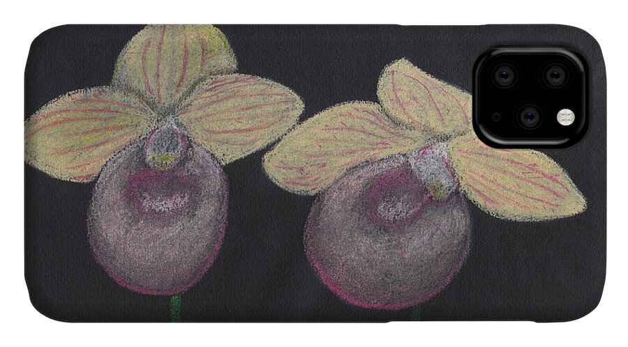 Pastel iPhone 11 Case featuring the pastel Orchid-Paphiopedilum Fanaticum by Martin Valeriano