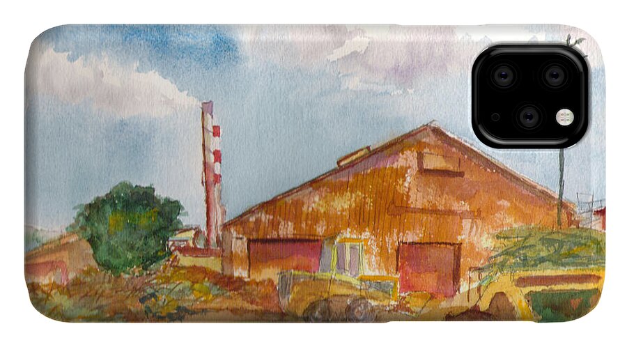 Sugar iPhone 11 Case featuring the painting Paia Mill 3 by Eric Samuelson