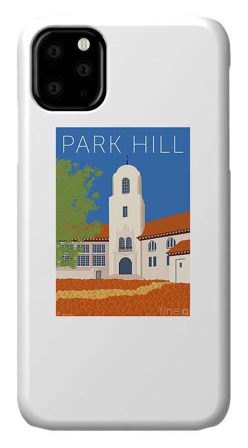 Denver iPhone 11 Case featuring the digital art Park Hill Blue by Sam Brennan