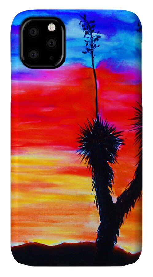 Sunset iPhone 11 Case featuring the painting Paso Del Norte Sunset 1 by Melinda Etzold