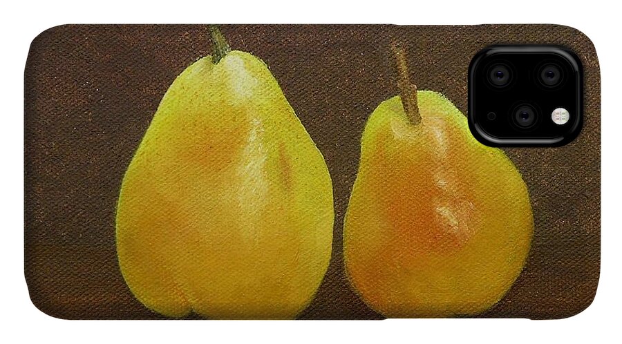 Fruit iPhone 11 Case featuring the painting Pears by Mishel Vanderten