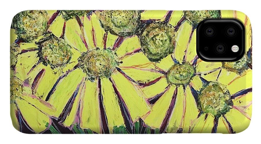Floral iPhone 11 Case featuring the painting Peepers Peepers by Sherry Harradence