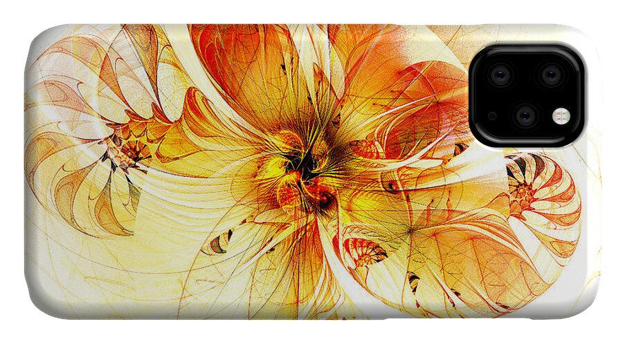 Digital Art iPhone 11 Case featuring the digital art Petals of Gold by Amanda Moore