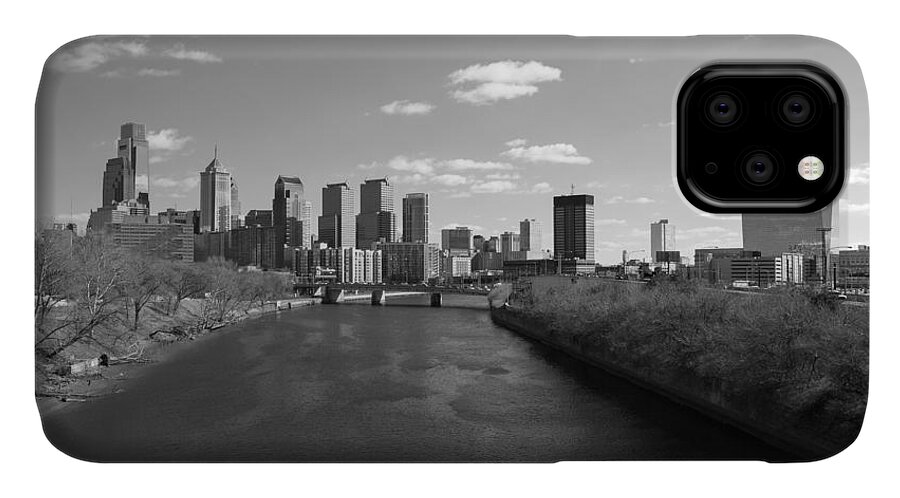 Philadelphia iPhone 11 Case featuring the photograph Philly b/w by Jennifer Ancker