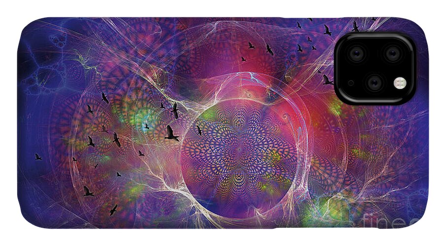 Photon Rings iPhone 11 Case featuring the digital art Photon-rings by Leonard Rubins
