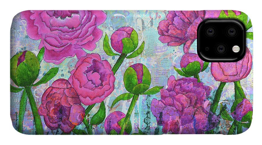 Peony iPhone 11 Case featuring the painting Pink Punch by Lisa Crisman