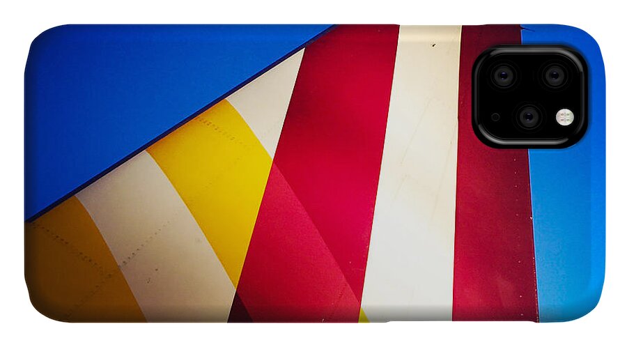 Plane iPhone 11 Case featuring the photograph Plane abstract red yellow blue by Matthias Hauser