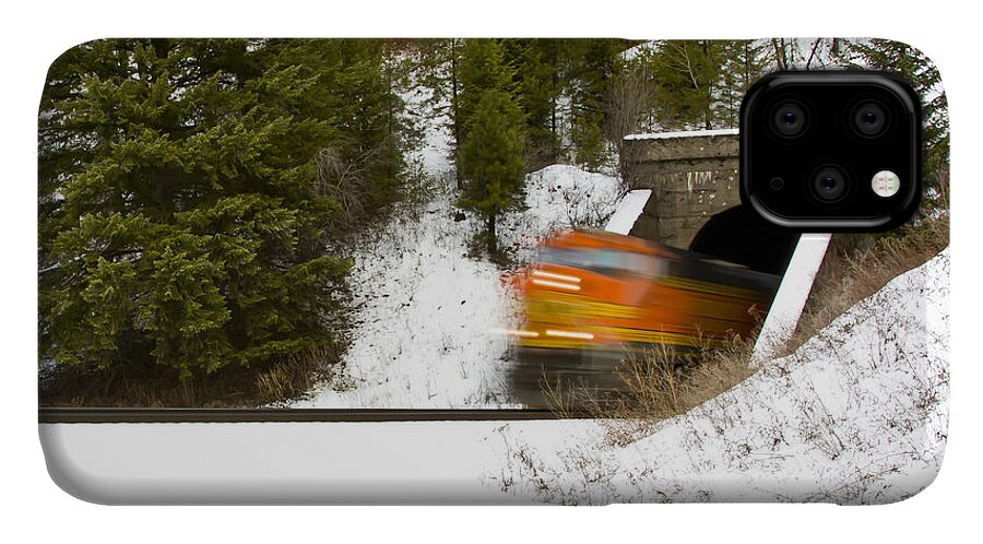 Train iPhone 11 Case featuring the photograph Popping out of tunnel 1012 by Albert Seger