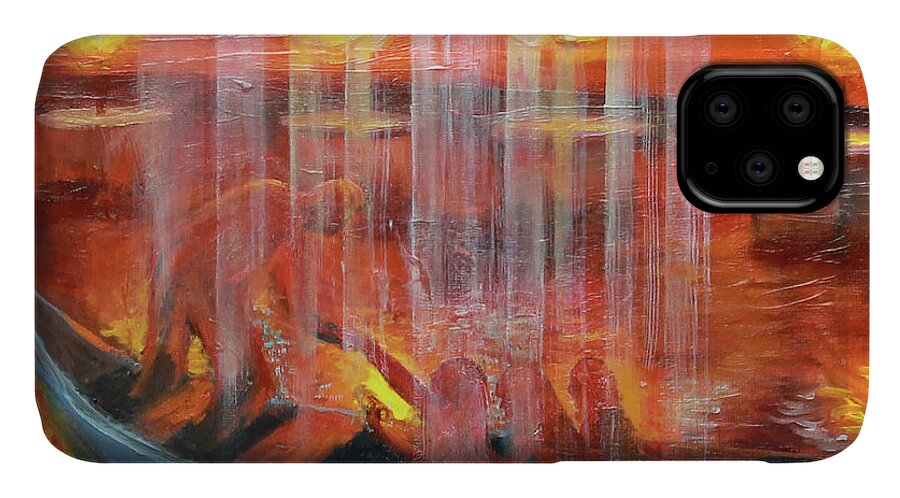 Melchizedek iPhone 11 Case featuring the painting Prophetic Message Sketch 45 Detail of boat by Anne Cameron Cutri