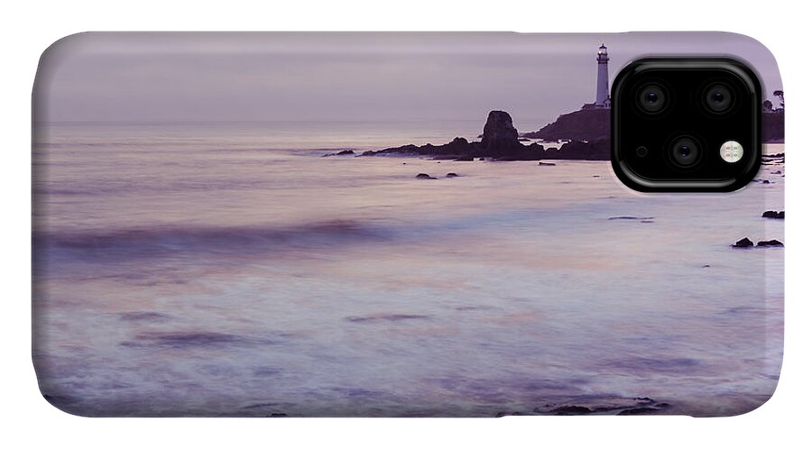 Pigeon Point Lighthouse iPhone 11 Case featuring the photograph Purple Glow At Pigeon Point Lighthouse Alternate Crop by Priya Ghose