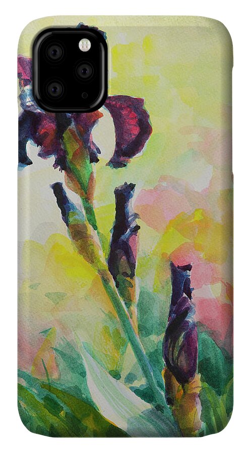 Flower iPhone 11 Case featuring the painting Purple Iris by Steve Henderson