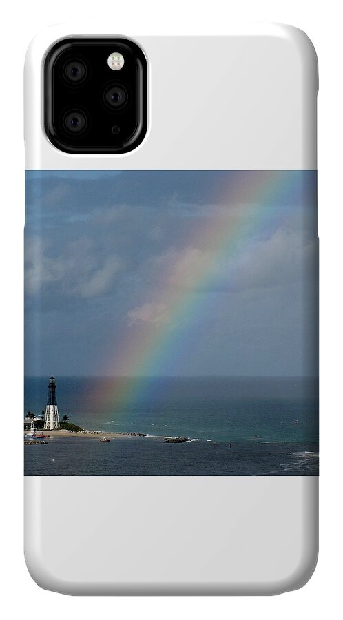 Florida iPhone 11 Case featuring the photograph Rainbow at Hillsboro Lighthouse by Corinne Carroll