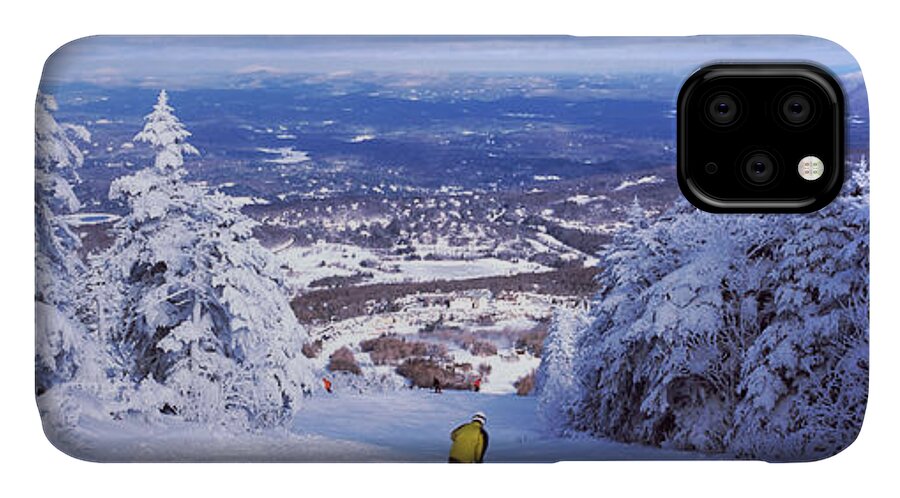 Photography iPhone 11 Case featuring the photograph Rear View Of A Person Skiing, Stratton by Panoramic Images