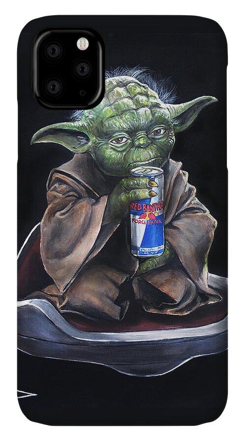 Yoda iPhone 11 Case featuring the painting Red Bantha by Tom Carlton