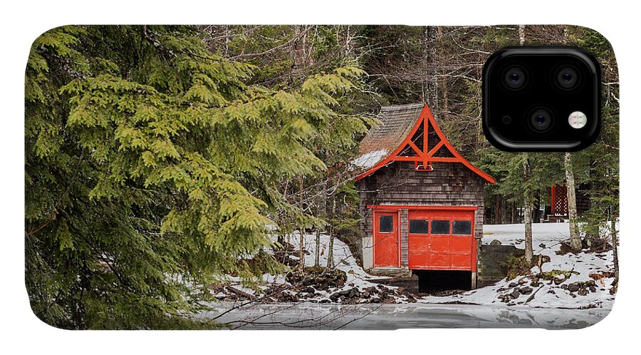Lake iPhone 11 Case featuring the photograph Red Boathouse by Phil Spitze