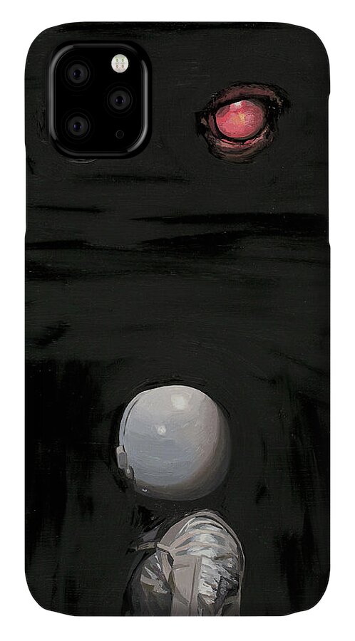 Astronaut iPhone 11 Case featuring the painting Red Eyes by Scott Listfield