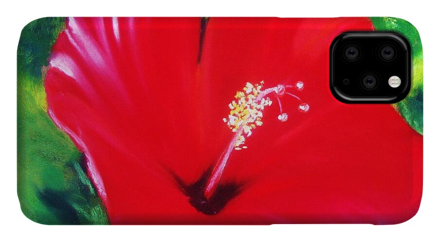 Bright Flower iPhone 11 Case featuring the painting Red Hibiscus by Melinda Etzold