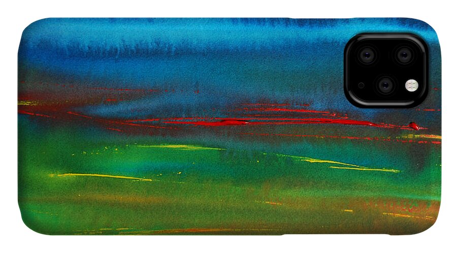 Red Tide iPhone 11 Case featuring the painting Red Tide Abstract by Jani Freimann