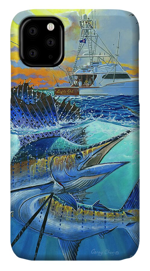 Sailfish iPhone 11 Case featuring the painting Reef Cup 2017 by Carey Chen