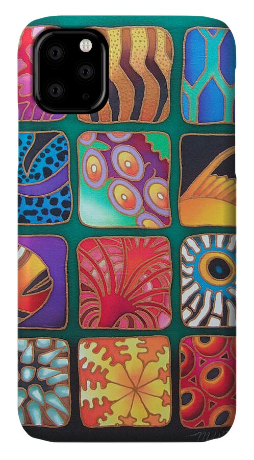 Fiji iPhone 11 Case featuring the painting Reef Designs VIII by Maria Rova