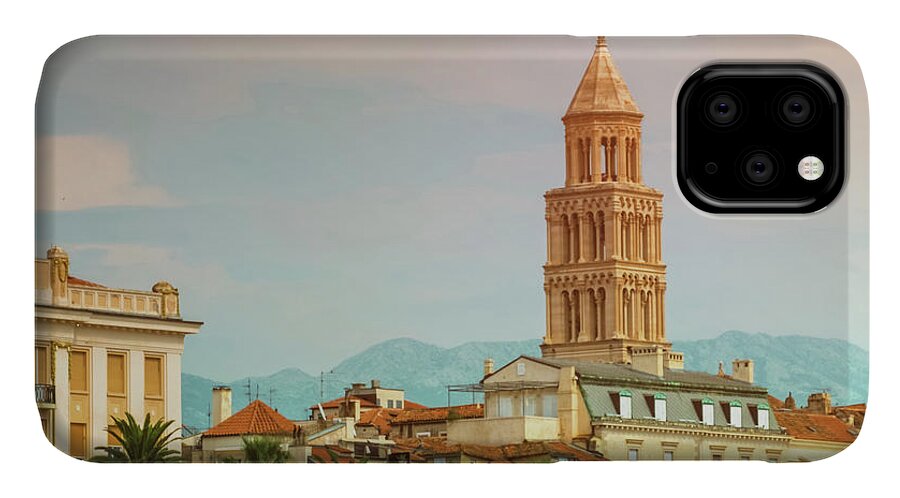 House iPhone 11 Case featuring the photograph Riva waterfront, houses and Cathedral of Saint Domnius, Dujam, D by Elenarts - Elena Duvernay photo