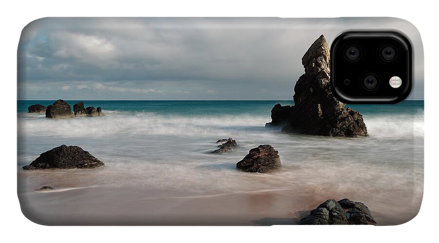 Durness iPhone 11 Case featuring the photograph Rocky Beach on Sango Bay by Maria Gaellman