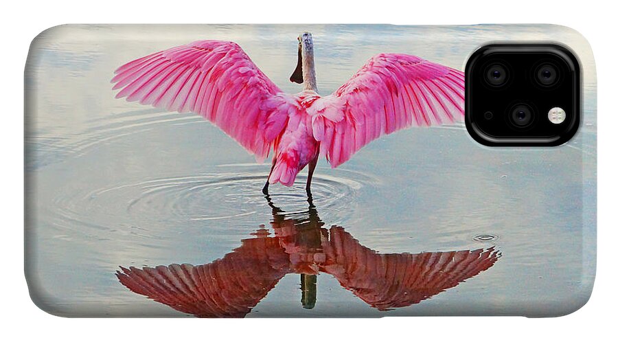 Bird iPhone 11 Case featuring the photograph Roseate Spoonbill Pink Angel by Lawrence S Richardson Jr