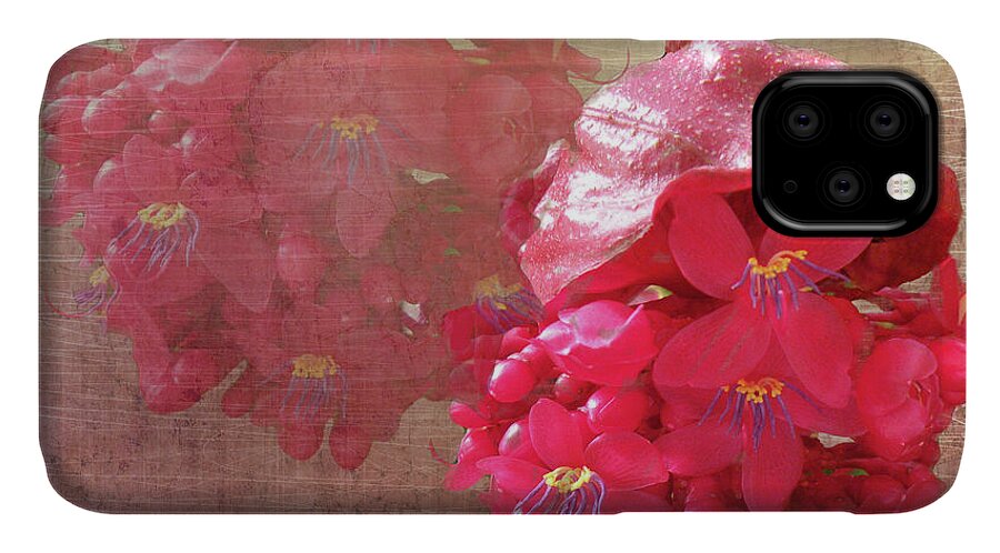 Flower iPhone 11 Case featuring the mixed media Ruby Colored Orchid by Rosalie Scanlon