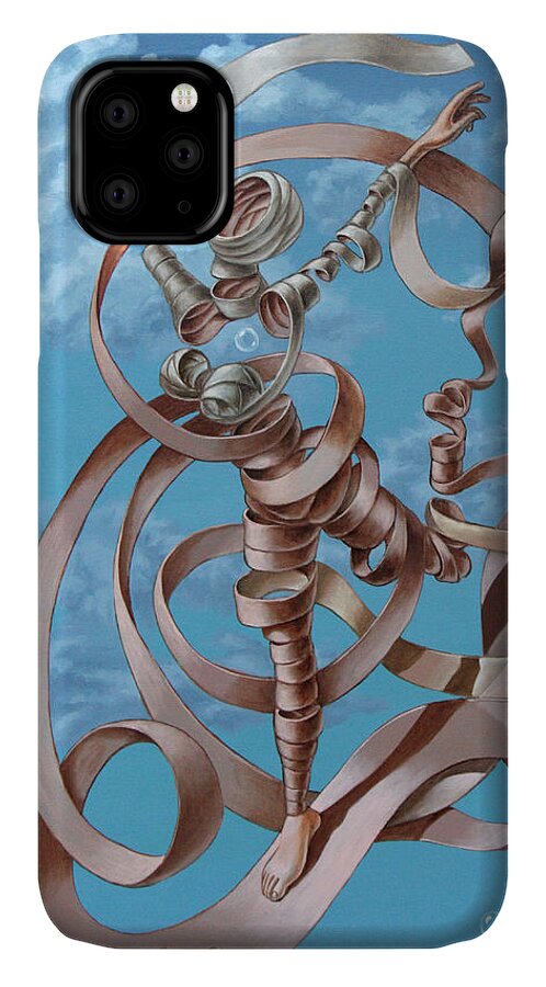 Woman iPhone 11 Case featuring the painting Running by Victor Molev