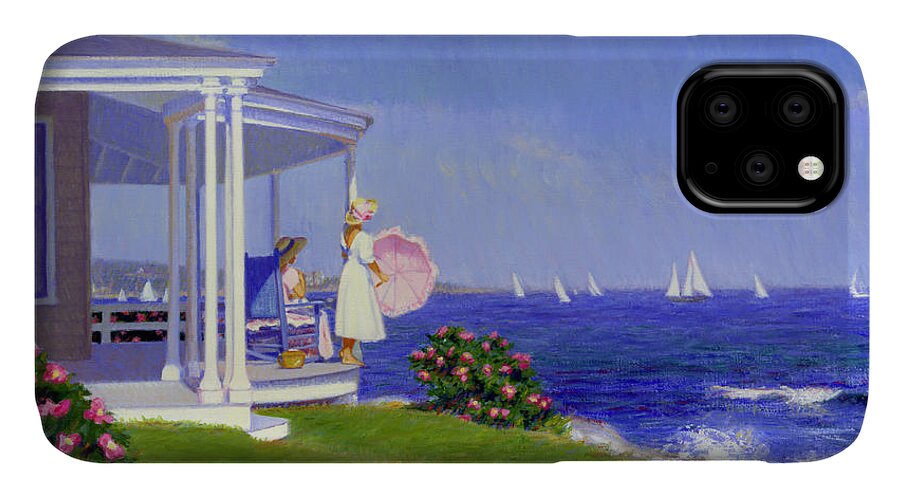 Sailboats iPhone 11 Case featuring the painting Sails of August by Candace Lovely