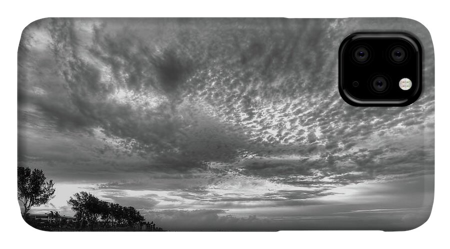 Sanibel Island iPhone 11 Case featuring the photograph Sanibel Island Sunrise In Black and White by Jeff Breiman
