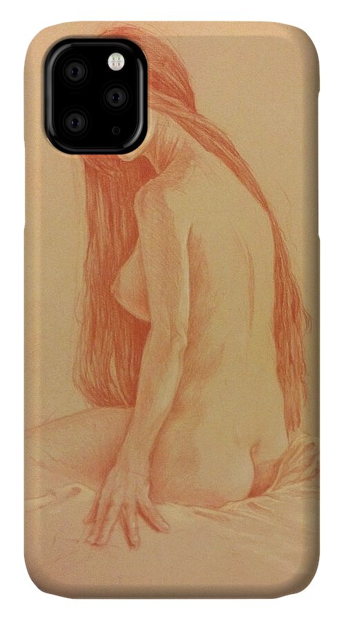 Nude iPhone 11 Case featuring the painting Sarah #2 by James Andrews
