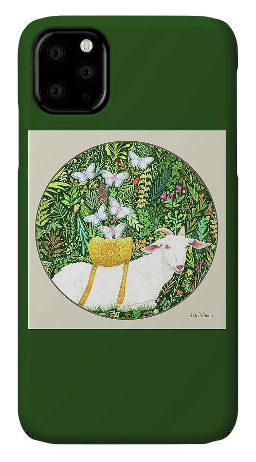 Scapegoats iPhone 11 Case featuring the painting Scapegoat button by Lise Winne