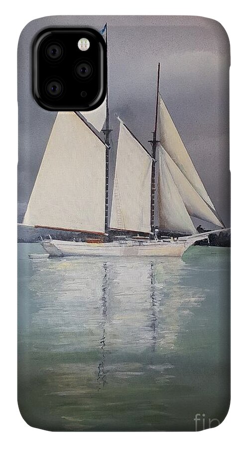 Schooner iPhone 11 Case featuring the painting Hope by Tim Johnson