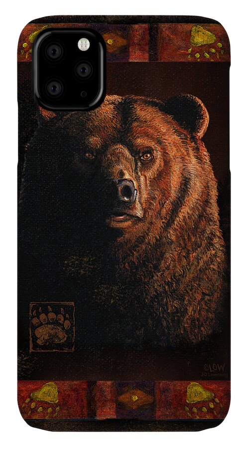 Wildlife iPhone 11 Case featuring the painting Shadow Grizzly by JQ Licensing