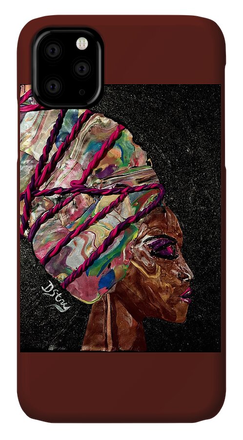 Portrait iPhone 11 Case featuring the mixed media Sheba by Deborah Stanley