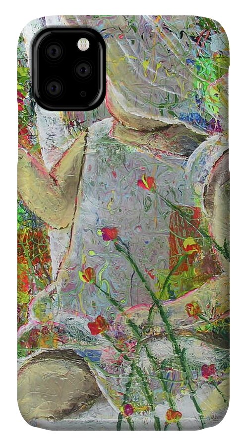 Sitting A Spell iPhone 11 Case featuring the painting Sitting A Spell... by Jacqueline Athmann