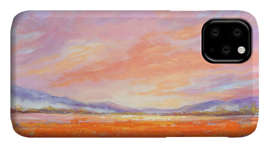 Oregon iPhone 11 Case featuring the painting Skaggit Valley Tulips by Caroline Patrick