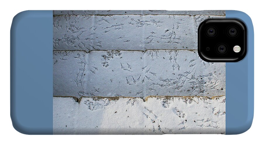 Snow iPhone 11 Case featuring the photograph Snow Bird Tracks by Karen Adams