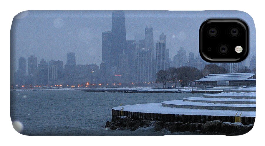 Chicago iPhone 11 Case featuring the photograph Snowy Chicago by Laura Kinker