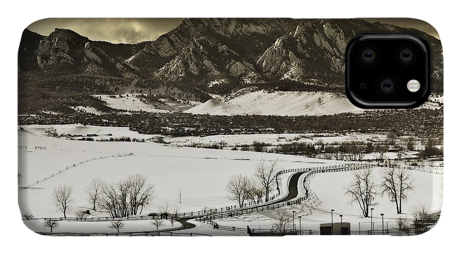 Boulder iPhone 11 Case featuring the photograph Snowy Sunset by Marilyn Hunt
