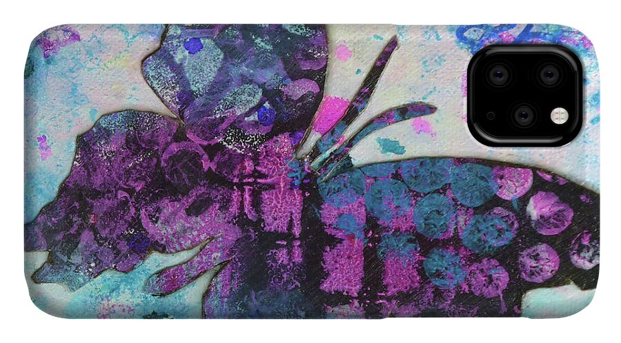 Crisman iPhone 11 Case featuring the painting Soar Butterfly by Lisa Crisman