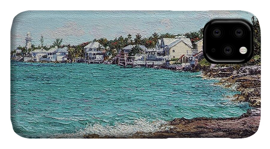 Eddie iPhone 11 Case featuring the painting Solomons Lighthouse by Eddie Minnis