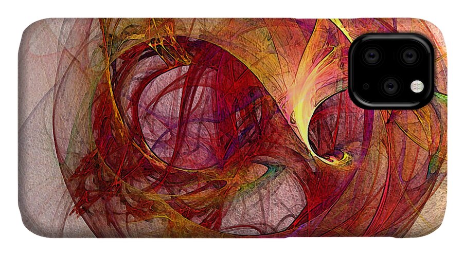 Abstract iPhone 11 Case featuring the digital art Space Demand Abstract Art by Karin Kuhlmann